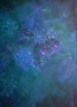 Hortensias nocturnes - tableau abstrait